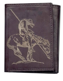 Leather Wallet with End of the Trail design
